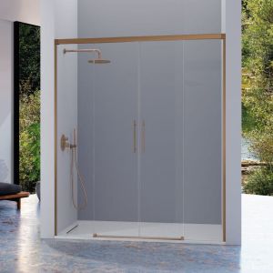 Mampara frontal 2 fijos + 2 puertas correderas 196-200  cm urban bronce