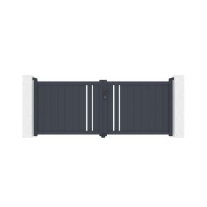 Puerta batiente regulable ancho 3m giona h.120cm aluminio gris