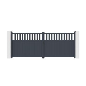 Puerta batiente regulable ancho 4m santis h.160cm aluminio gris
