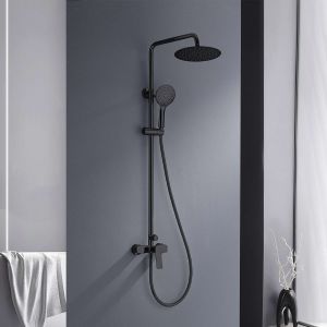 Columna de ducha monomando sky bath negro cristal serie glory