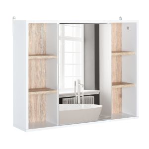 Armario espejo 60x14,5x49,4 cm mdf, tablero de partículas bicolor Homcom