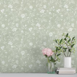 Papel pintado tnt autoadhesivo magnolia verde 53x300 cm