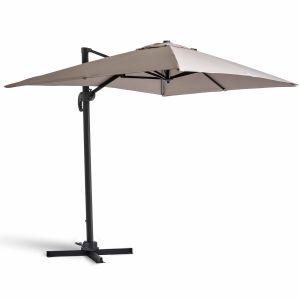 Oviala - sombrilla voladiza giratoria de 2 x 3 m en aluminio gris topo