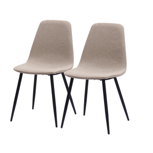 Silla de comedor tela y metal blanco set de 2 para comedor cocina y estudio