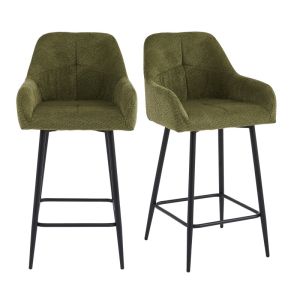 Lea-silla de bar de tela ikon verde (x2)