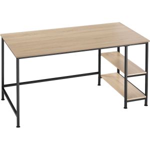 Escritorio estilo industrial 2 estantes 120x60x75,5 cm madera clara