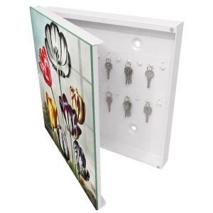 Armario para llaves decorativo 30x30x5, apertura izquierda blanca