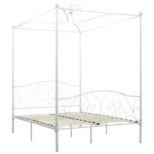 vidaXL estructura de cama con dosel metal blanco 120x200 cm