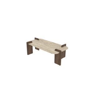 Mesa de centro de madera <<leapiri>> - 120 x 60 x 35 cm - travertino