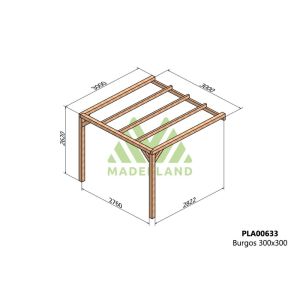 Pérgola de madera laminada adosada - burgos ad. 300x300cm (maderland)
