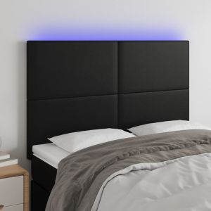 Cabecero con luces LED cuero sintético negro 144x5x118/128 cm eso7488