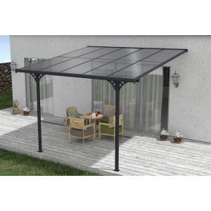 Pérgola de pared aluminio kleo  gris 300 x 300cm-de techo policarbonato