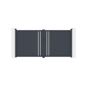 Portón abatible 3,5m giona al.180cm aluminio + motorización bunker b500