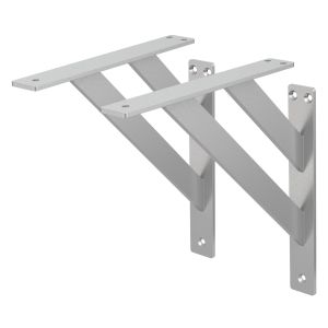 Set de 2x soporte de estante 240x240mm plata de aluminio