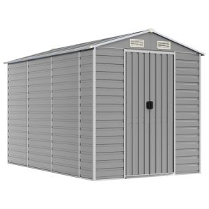 vidaXL caseta de jardín gris claro 191x300x198 cm acero galvanizado