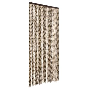 vidaXL cortina antimoscas chenilla beige y marrón 100x200 cm