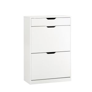 Zapatero con 2 solapas y 1 cajon organizador fsr180-w sobuy es