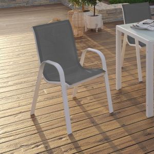 Sillas de jardín apilables - lote de 4 - blanco gris