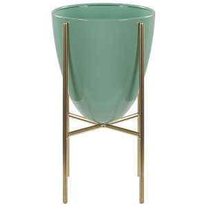 Maceta con patas lefki 16 cm metal verde menta