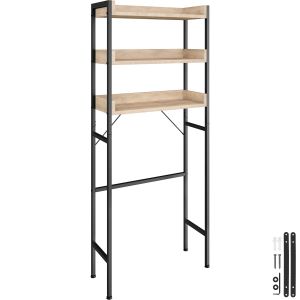 Estantería de baño con 3 estantes de 67x25x165,5 cm madera clara