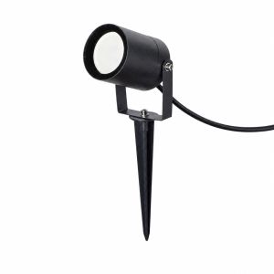 Foco de jardín exterior con piqueta gu10 ip65 aluminio negro orientable