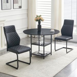 Conjunto de mesa redonda con 2 sillas negro para 2 personas