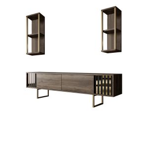 Mueble para la tele de madera <<gold line>> - 180 x 30 x 48 cm - nogal negr