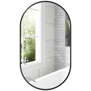 Espejo de baño aleación de aluminio, vidrio 40x70x3 cm homcom, hogar - baño