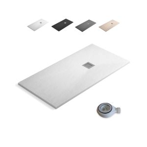 Plato ducha resina extraplano 120 x 90cm textura pizarra suave blanco