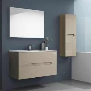 Mueble baño, lavabo, espejo y aplique LED victoria 100x45cm moka 2 caj. Sus