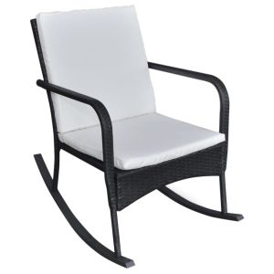 vidaXL silla mecedora de jardín ratán sintético negro