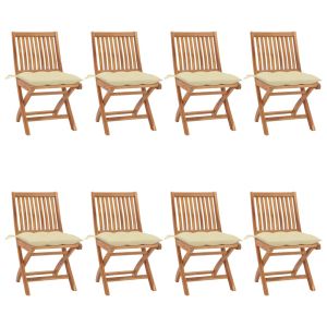 vidaXL sillas de jardín plegables 8 uds madera maciza teca con cojines