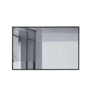 Espejo rectangular LED, marco negro antivaho 80x140 6500k fría