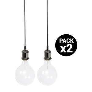 Pack 2x pendel metal 1xE27 cromo oscuro