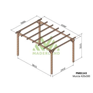 Pérgola de madera maciza - murcia 420x300cm (maderland)