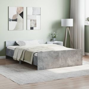 Cama con cabecero piecero gris hormigón 120x200cm