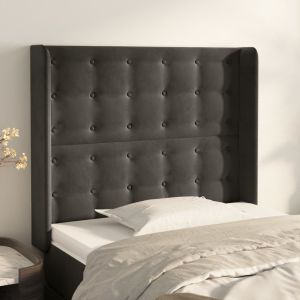 Cabecero con orejas de terciopelo gris oscuro 93x16x118/128 cm eso7314