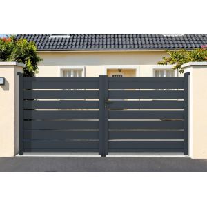 Puerta batiente regulable ancho 4m vogel h.140cm aluminio gris