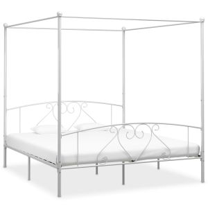 Cama con dosel - 200x200 cm metal blanco
