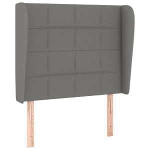 vidaXL cabecero con orejas de tela gris oscuro 103x23x118/128 cm