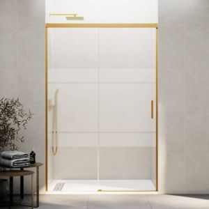 Mampara frontal basic fijo + corredera serigrafiado oro 120 cm