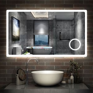 Aica espejo de baño LED 160×80cm,bluetooth,espejo de aumento