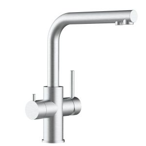 Grifo de cocina 5 vías en acero inoxidable cepillado caño giratorio