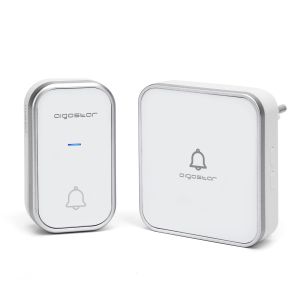 Aigostar timbre inalámbrico autoalimentado,36 melodías,3 volúmenes,blanco