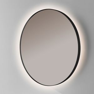 Espejo de baño LED retroiluminado redondo b-960 marco negro – ø 80 cm