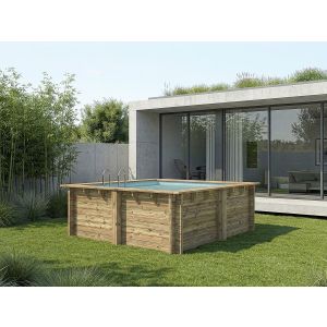 Piscina de madera rectangular "maldivas" - 3,20 x 3,20 x 1,24 m + cubierta