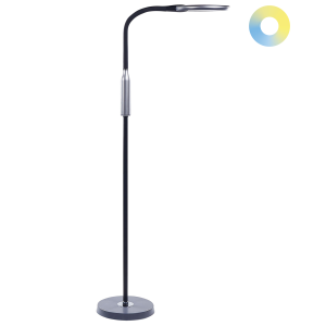 Lámpara LED de pie cassiopeia con regulador de intensidad metal negro