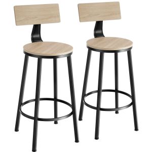 Juego de 2 taburetes altos, madera industrial clara, roble sonoma