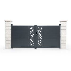 Puerta batiente sunny 3m alt.140cm + puerta + 4 postes elda + tanker b250