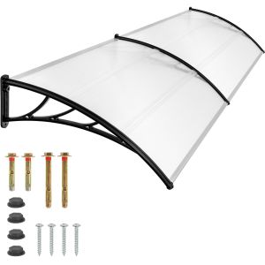 Marquesina arqueada para puerta, 1,86 m², 200 x 93 cm, transparente